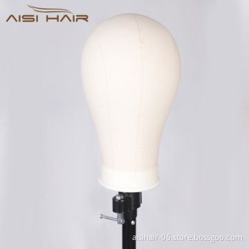 Aisi Hair Poly Canvas Block Head Mannequin Head Wig Stand For Styling Display Making Wigs With Table Clamp Pins Wig Making Tools